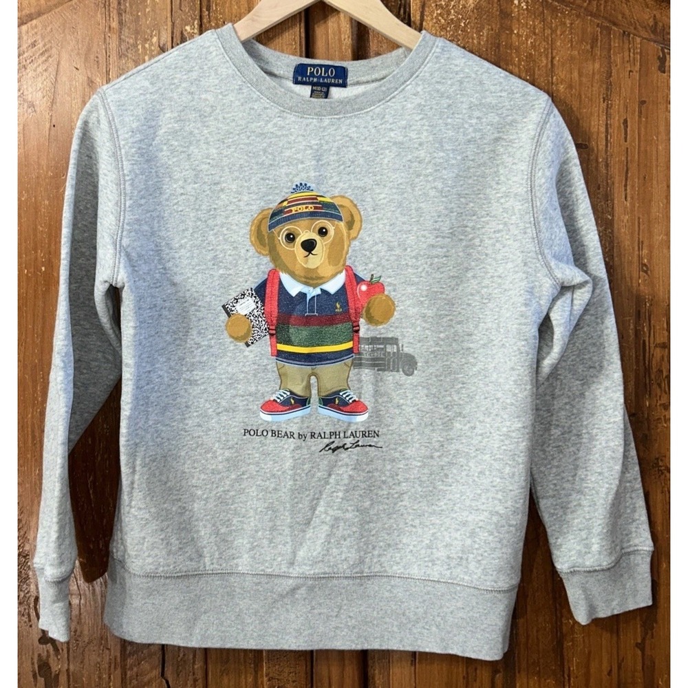 Boys Girls Polo Ralph Lauren School Bear Sweatshirt Sz Med 10-12